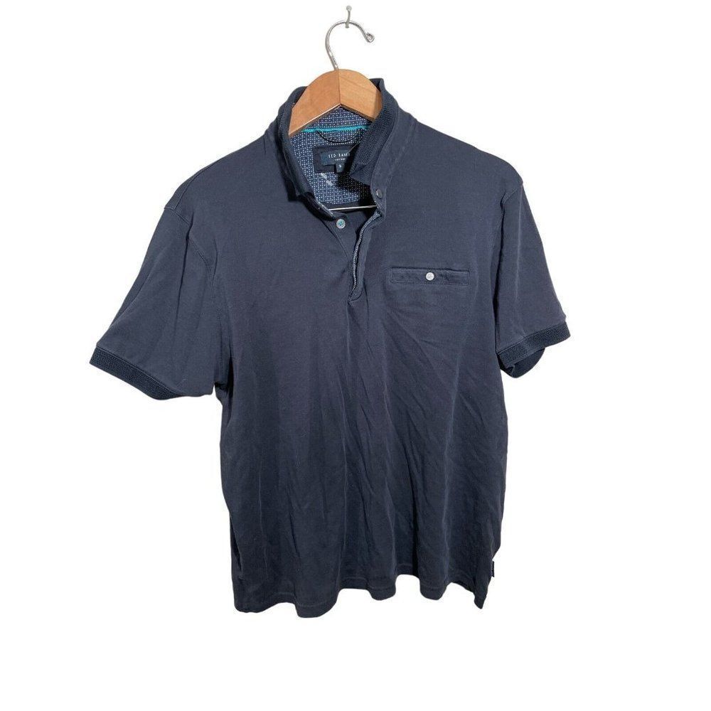 Ted Baker Polo Golf Shirt Mens XL (Ted Baker 5) Short Sleeve Pocket Black